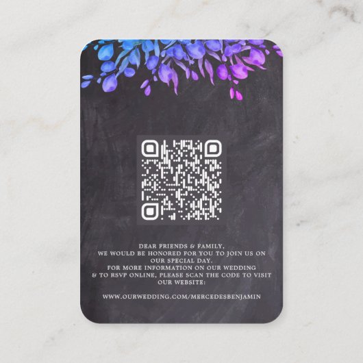 Botanische Eucalyptus QR Code Rustige bruiloft Uit Informatiekaartje (Achterkant)