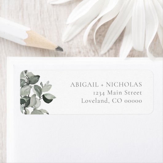 Botanische Eucalyptus Return Address Etiket (Insitu)