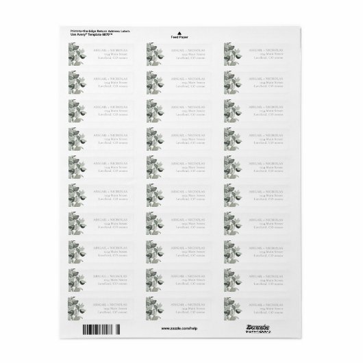 Botanische Eucalyptus Return Address Etiket (Full Sheet)