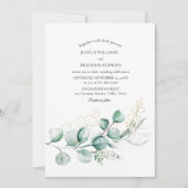 Botanische Eucalyptus Rustiek Boho Groen Huwelijk Kaart (Voorkant)