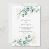 Botanische Eucalyptus Rustiek Boho Groen Huwelijk Kaart (Voorkant)