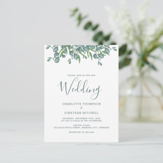 Botanische Eucalyptus Sage Green Weddenschap Briefkaart (Staand voorkant)