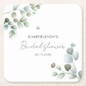 Botanische Eucalyptus Script Bruiloft Feest Kartonnen Onderzetters (Voorkant)