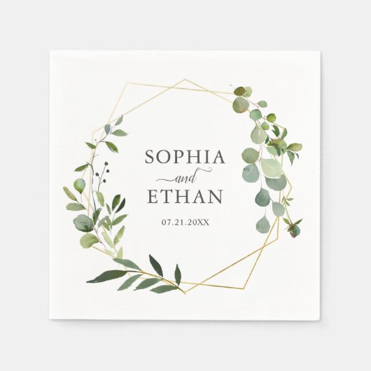 Botanische Eucalyptus Script bruiloft Servet (Voorkant)