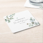 Botanische Eucalyptus Script Bruiloftsborrel Kartonnen Onderzetters (Schuin)