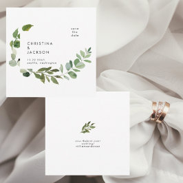 Botanische Eucalyptus Trouwkaart Vierkant Save the Date