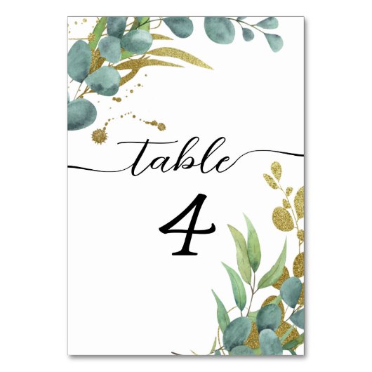 Botanische Eucalyptus Trouwtafel nummer Kaart (Voorkant)