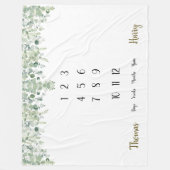 Botanische Eucalyptus Twin Mijlsteen  Fleece Deken (Voorkant)