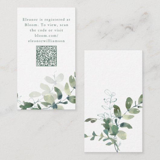 Botanische Eucalyptus Vrijgezellenfeest QR Registr Informatiekaartje (Voorkant / Achterkant)