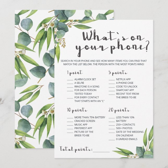 Botanische eucalyptus wat op uw telefoonspel (Voorkant / Achterkant)