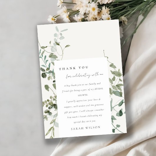 Botanische Eucalyptus Watercolor Bruiloftsshower Bedankkaart
