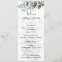Botanische Eucalyptus Watercolor Trouwmenu
