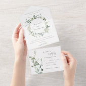 Botanische Eucalyptus Waterverf met baard All In One Uitnodiging (Afscheurbaar)