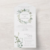 Botanische Eucalyptus Waterverf met baard All In One Uitnodiging (Binnen)