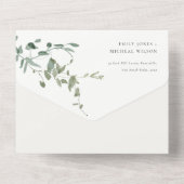 Botanische Eucalyptus Waterverf met baard All In One Uitnodiging (Achterkant)