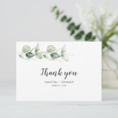 Botanische Eucalyptus Waterverf Rustic Wedding Bedankkaart (Staand voorkant)