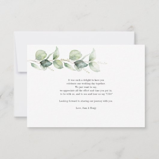 Botanische Eucalyptus Waterverf Rustic Wedding Bedankkaart (Achterkant)