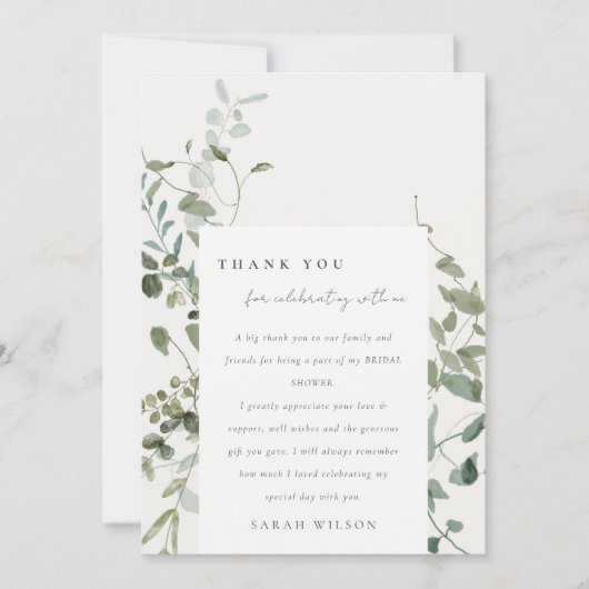 Botanische Eucalyptus Waterverf Vrijgezellenfeest Bedankkaart (Voorkant)