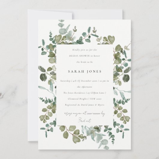 Botanische Eucalyptus Waterverf Vrijgezellenfeest Kaart (Voorkant)