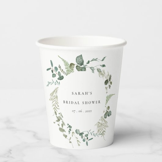 Botanische Eucalyptus Waterverf Vrijgezellenfeest Papieren Bekers (Achterkant)