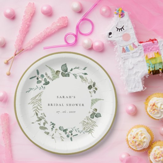 Botanische Eucalyptus Waterverf Vrijgezellenfeest Papieren Bordje (Feest)