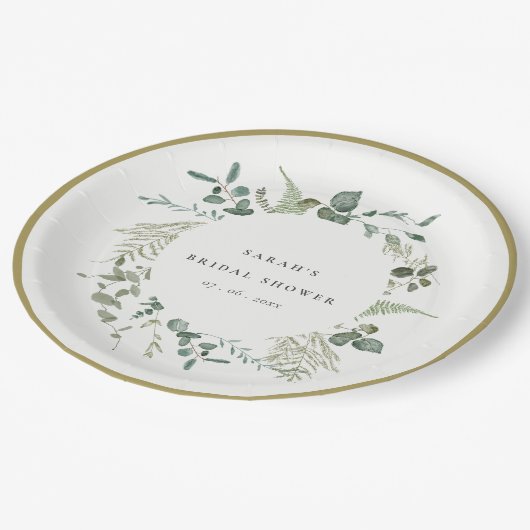 Botanische Eucalyptus Waterverf Vrijgezellenfeest Papieren Bordje (Gekanteld)