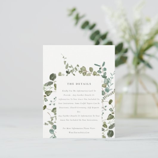 Botanische Eucalyptus Waterverf Weddenschap Detail Informatiekaartje (Staand voorkant)