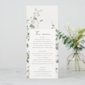 Botanische Eucalyptus Waterverf Wedding Menu Kaart (Staand voorkant)
