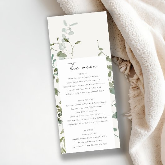 Botanische Eucalyptus Waterverf Wedding Menu Kaart