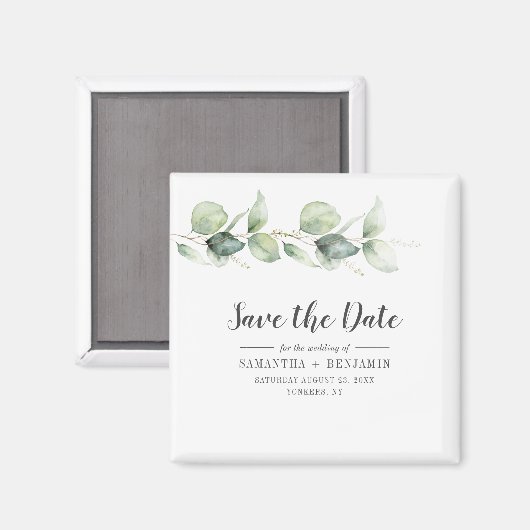 Botanische Eucalyptus Weddenschap opslaan Datum Magneet (Voorkant / Achterkant)