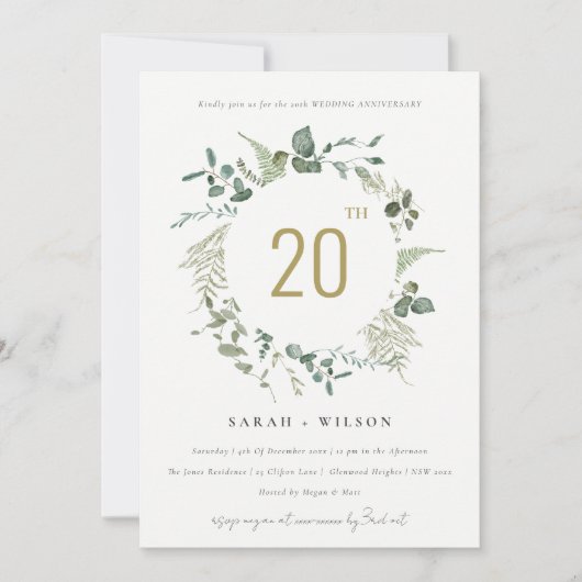 Botanische Eucalyptus Wreath Weddenschap Jubileum Kaart (Voorkant)