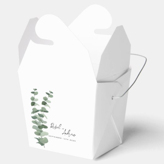 Botanische Eucalyptus Zwart-wit bruiloft Bedankdoosjes (Geopend)