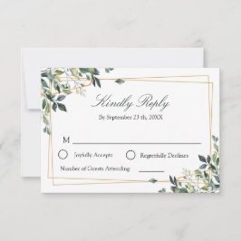 Botanische Eucalyptusblad Geometrische Antwoordkaa RSVP Kaartje