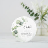 Botanische eucalyptusbladeren Baby shower Kaart (Staand voorkant)