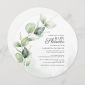 Botanische eucalyptusbladeren Baby shower Kaart (Voorkant / Achterkant)