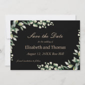 Botanische eucalyptusbladeren bewaren de datumkaar bedankkaart (Voorkant)