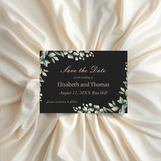 Botanische eucalyptusbladeren bewaren de datumkaar bedankkaart