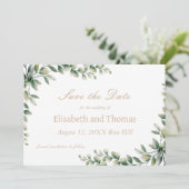 Botanische eucalyptusbladeren bewaren de datumkaar bedankkaart (Staand voorkant)