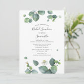 Botanische Eucalyptusbladeren Bruidslunch Kaart (Staand voorkant)