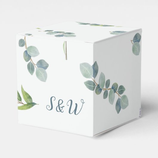 Botanische eucalyptusbladeren Weddenschap Bedankdoosjes (Voorkant Zijde)