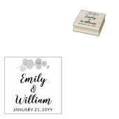 Botanische Eucalyptusbladnamen met trouwdatum Rubberstempel (Gestempeld)