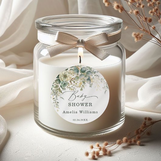 Botanische Eucalyptusbloem Waterverf Groen Goud Ronde Sticker