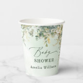 Botanische eucalyptusbloemen groen goud papieren bekers (Achterkant)