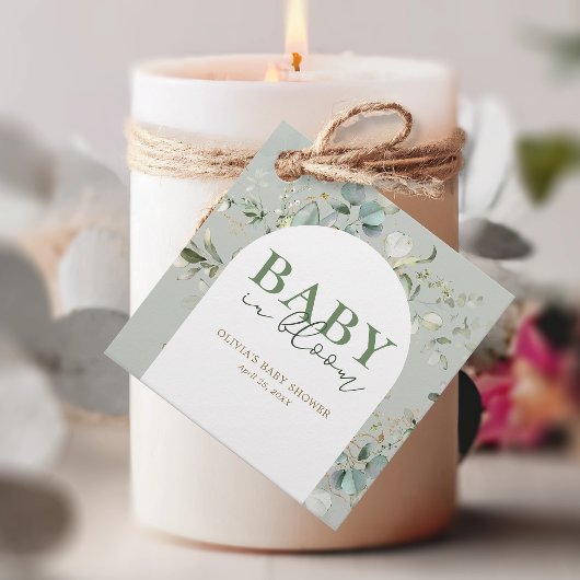 botanische eucalyptusboog-Baby shower Bedankjes Labels
