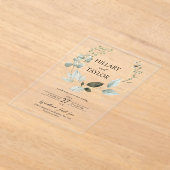 Botanische eucalyptuskrans bruiloft acryl uitnodigingen (Laagn)