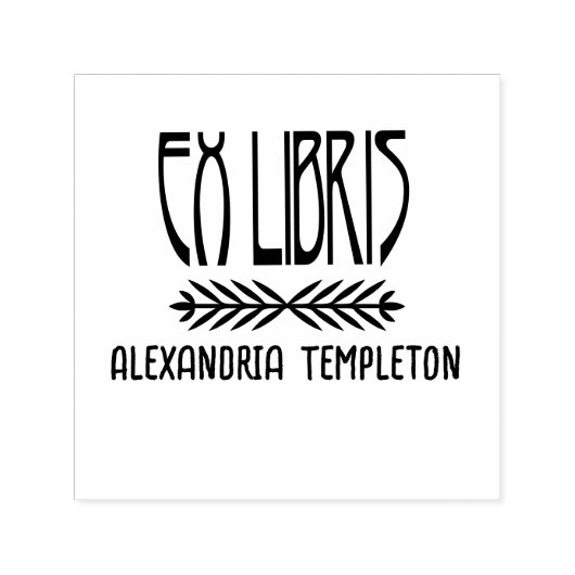 Botanische ex libris Art Deco Tekst #3 Bibliotheek Zelfinktende Stempel (Design)