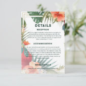 Botanische Exotische Bestemming Bruiloft Details Informatiekaartje (Staand voorkant)