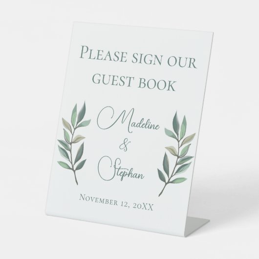 Botanische Fall Weddenschap Gastboek Pedestal Sign Reclamebord Met Voetstuk (Voorkant)