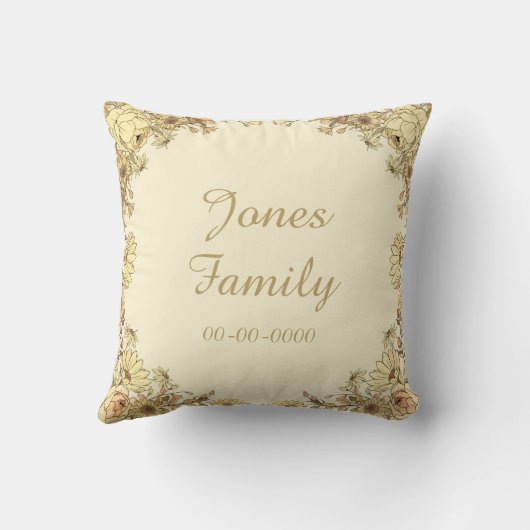 Botanische Familienaam & Datum Kussen (Achterkant)