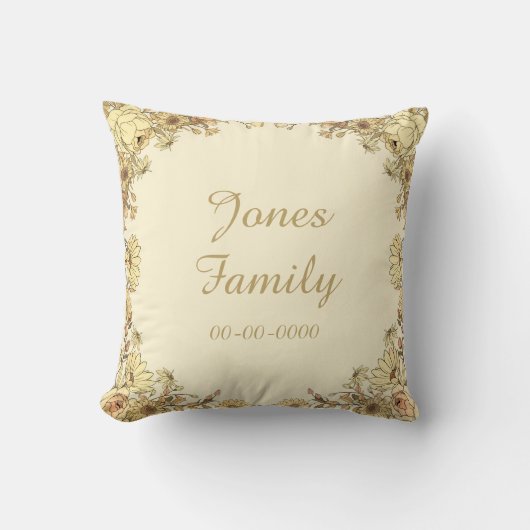 Botanische Familienaam & Datum Kussen (Voorkant)